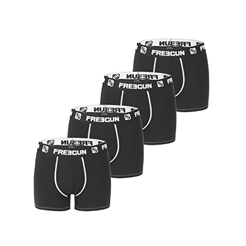 Unterhosen Männer Ohne Verformung, Boxershorts Herren, Bewegungsfreiheit (4er Pack), Schwarz, M von FREEGUN