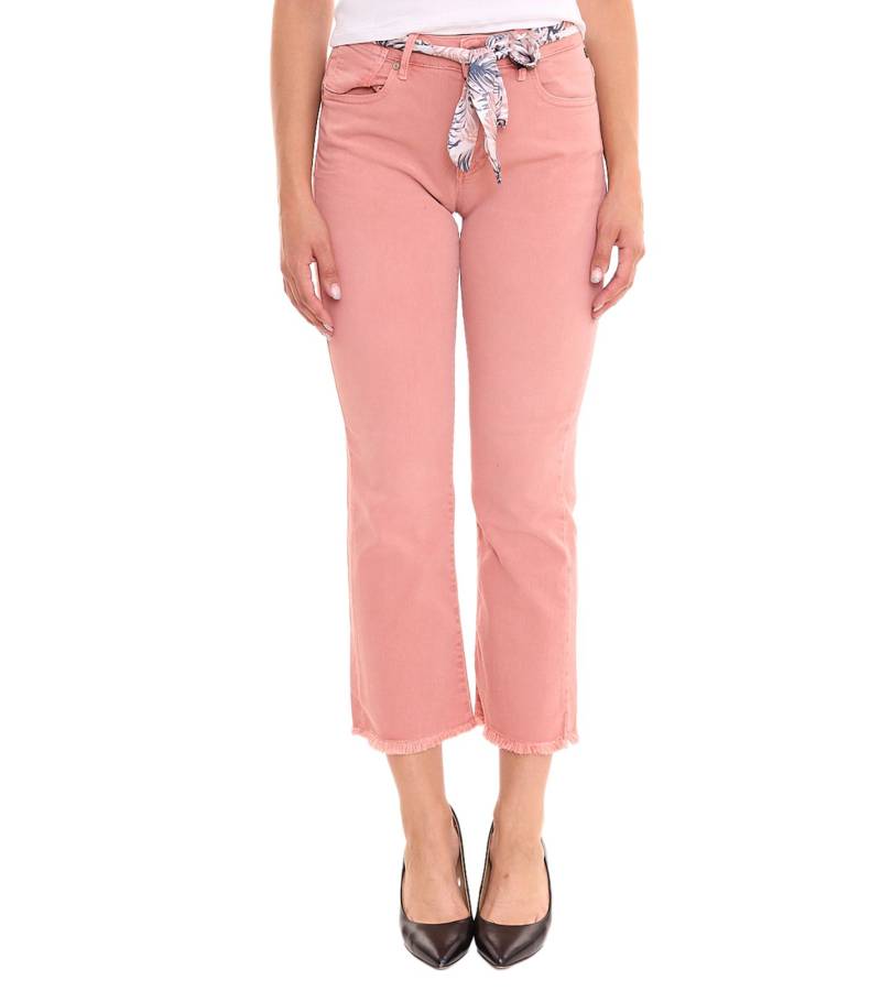 FREEMAN T.PORTER High Waist Damen Cropped-Jeans Bootcut 7/8-Hose mit Stofftuch-Gürtel 82850633 Rost-Orange von FREEMAN T. PORTER