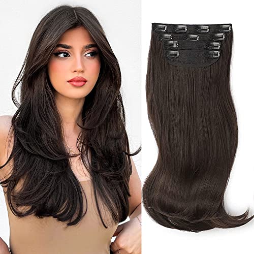 FREEMEIGE Haarverlängerung, lang, glatt, Clip in Haarverlängerung, für Damen, täglicher Gebrauch, 50,8 cm, Dunkelbraun FREEMEIGE Haarverlängerung, lang, glatt, Clip in Haarverlängerung, für Damen, täglicher Gebrauch, 50,8 cm, Dunkelbraun von FREEMEIGE