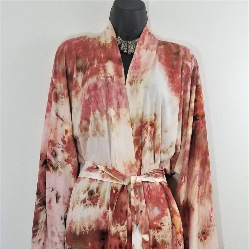 Handgefärbter Boho Kimono Robe Für Frauen | Batik Bademantel Brautparty Und Krankenhauskleidung von AtlasandOrion