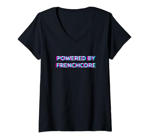 Damen Powered By Frenchcore Music Festival Outfit T-Shirt mit V-Ausschnitt Damen Powered By Frenchcore Music Festival Outfit T-Shirt mit V-Ausschnitt von FRENCHCORE