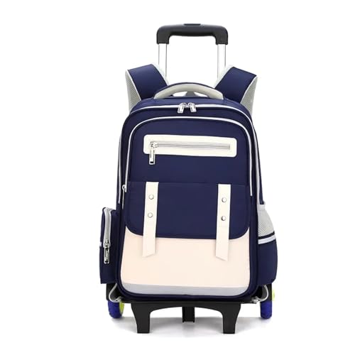 FREOJGU Rucksack-Trolley Rollende Schultaschen for Mädchen wasserdichte Mit Rädern Mittelschule Trolley Gepäck(Blue,2 Wheel) von FREOJGU