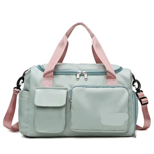 Sporttasche wasserdichte Gym Fitness Yoga Sporttaschen for Frauen Handgepäck Reisetaschen Große Kapazität Weekender Übernachtung Duffle Gepäck Handtasche(Pink Green) von FREOJGU