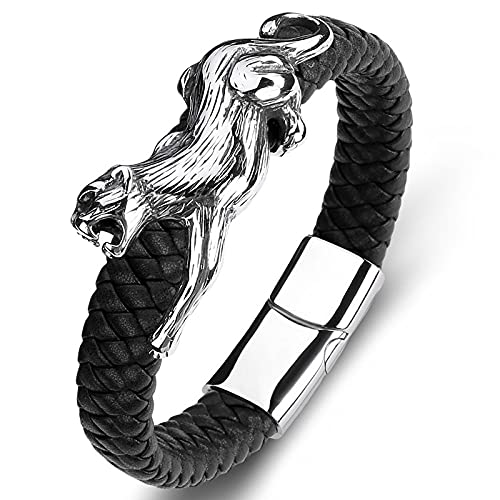 FRER Armband Damen,Herrenarmbänder Pantherform Lederarmband Modeaccessoires Schnalle Schwarz Geflochtenes Lederarmband Charm Schmuck Für Damen Herren Geschenk 185Mm FRER Armband Damen,Herrenarmbänder Pantherform Lederarmband Modeaccessoires Schnalle Schwarz Geflochtenes Lederarmband Charm Schmuck Für Damen Herren Geschenk 185Mm von FRER