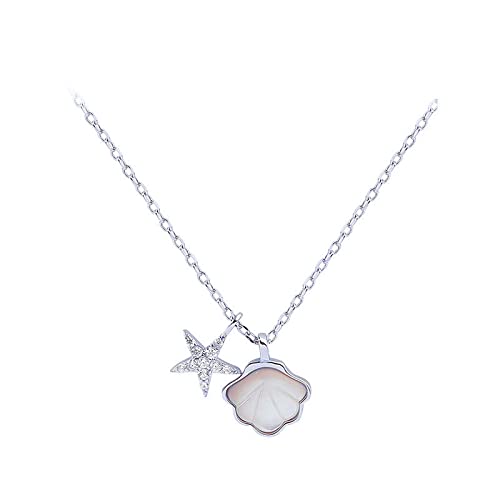 FRER Silberkette Damen,Muschelkette Für Damen S925 Sterling Silber Seestern Zirkonia Anhänger Halskette Zierlicher Trendiger Halsreif Zarte Halskette Kette Geschenkschmuck Für Ihre Mädels Paare FRER Silberkette Damen,Muschelkette Für Damen S925 Sterling Silber Seestern Zirkonia Anhänger Halskette Zierlicher Trendiger Halsreif Zarte Halskette Kette Geschenkschmuck Für Ihre Mädels Paare von FRER