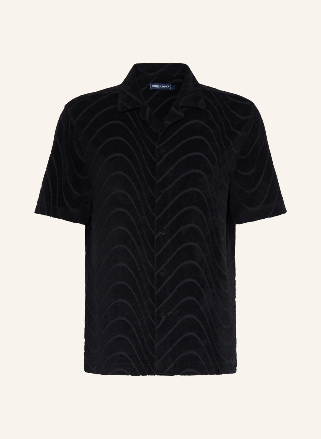 Frescobol Carioca Resorthemd Roberto Comfort Fit Aus Frottee schwarz von FRESCOBOL CARIOCA