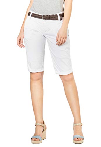 FRESH MADE Basic Bermuda-Shorts im Chino Stil mit Gürtel White S von FRESH MADE