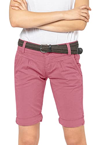 FRESH MADE Damen Bermuda-Shorts im Chino Style mit Gürtel Dark-Rose XL von FRESH MADE