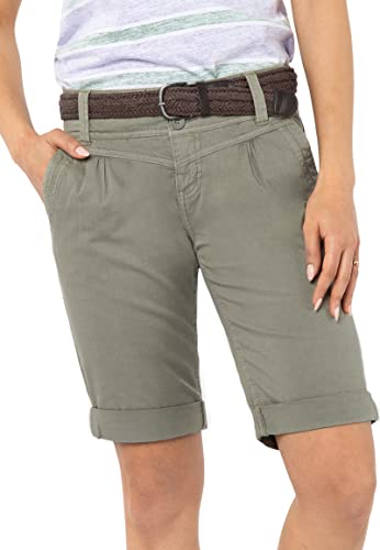 FRESH MADE Damen Bermuda-Shorts im Chino Style mit Gürtel Green XS von FRESH MADE