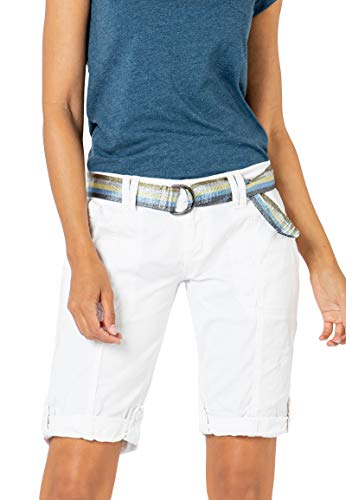 FRESH MADE Damen Bermuda Shorts mit glänzendem Gürtel White XS von FRESH MADE