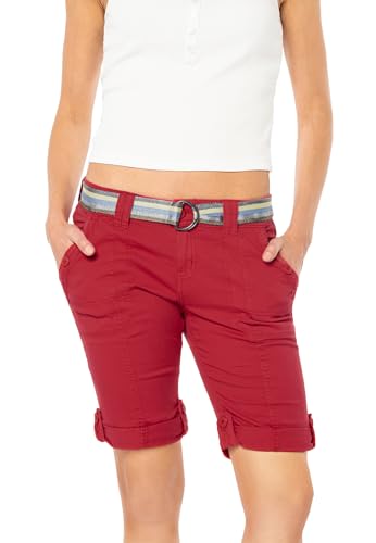 FRESH MADE Damen Bermuda Shorts mit glänzendem Gürtel red XXL FRESH MADE Damen Bermuda Shorts mit glänzendem Gürtel red XXL von FRESH MADE