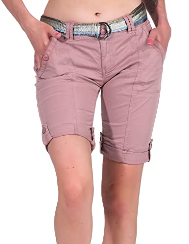 FRESH MADE Damen Chino Shorts Bermuda mit Gürtel Light Vintage Rose M von FRESH MADE