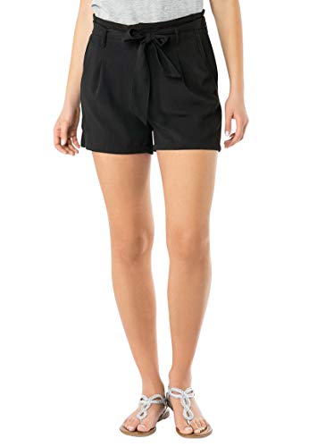 FRESH MADE Damen Crepe Shorts mit Bundfalten und Gürtel Black M von FRESH MADE