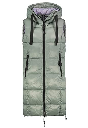 FRESH MADE Lange Stepp weste Kapuze Übergangs Herbst Frühlings Weste Windbreaker, Farbe:Middlegreen1, Größe:L 40 von FRESH MADE