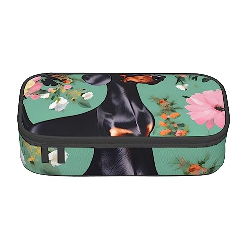 Blume Kolibris Stickerei Große Kapazität Durable Fach Schreibwaren Stift Tasche, Bleistift Box, Dackel Blumen, Einheitsgröße, Schlüsselhülle von FRESQA