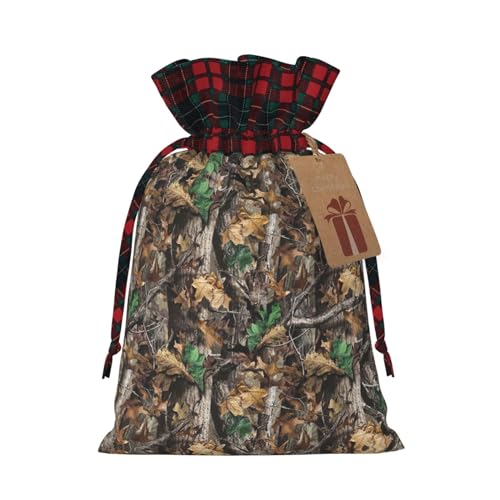 Cold Tree Camouflage Patchwork Sackleinen Kordelzug Geschenktasche Künstlerische Stoff-Geschenktüte Perfekt für festliche Anlässe von FRESQA