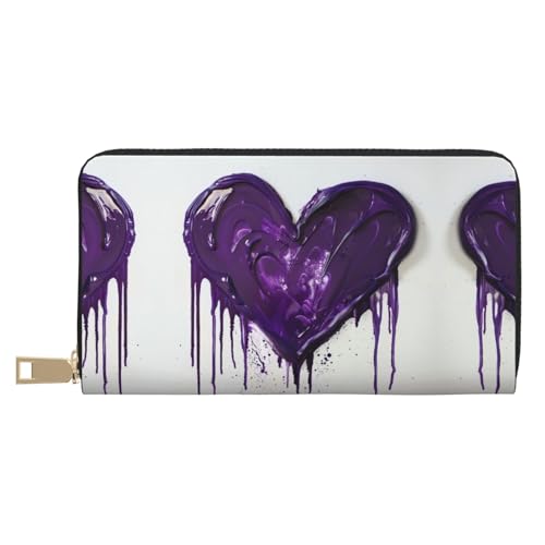 Damen-Geldbörse mit Schmetterlingsmotiv, lang, Münzgeldbörse aus Kunstleder mit Reißverschluss, Purple Love, Einheitsgröße von FRESQA