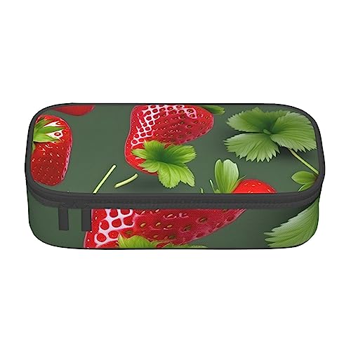 FRESQA Mexikanische Folk Boho Große Kapazität Durable Fach Schreibwaren Stiftetasche Bleistift Box, Schöne Erdbeere, Einheitsgröße, Schlüsselhülle von FRESQA