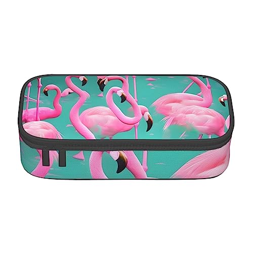 FRESQA Mexikanische Folk Boho Große Kapazität Durable Fach Schreibwaren Stiftetasche Bleistift Box, Schöne rosa Flamingos, Einheitsgröße, Schlüsselhülle von FRESQA