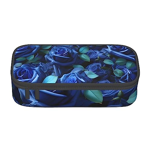 FRESQA Viele mexikanische Schädel Große Kapazität Durable Fach Schreibwaren Stift Tasche, Bleistift Box, Viele blaue Rosen, Einheitsgröße, Schlüsselhülle von FRESQA