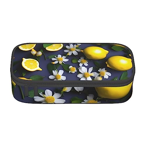 FRESQA Viele mexikanische Schädel Große Kapazität Durable Fach Schreibwaren Stift Tasche, Bleistift Box, Zitrone und Blume, Einheitsgröße, Schlüsselhülle von FRESQA