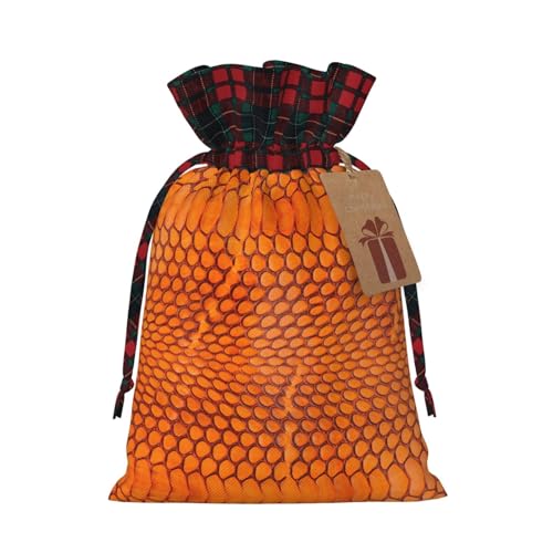 Rote Fischschuppen-Geschenktüte aus Jute, mit Kordelzug, künstlerischer Stoff, perfekt für festliche Anlässe von FRESQA