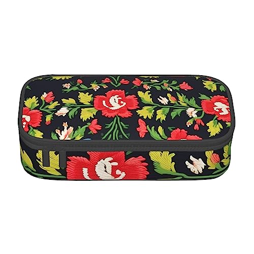 Sorte Frisches Gemüse Obst Große Kapazität Durable Fach Schreibwaren Stift Tasche, Bleistift Box, Ukrainische Stickerei Stil Rose, Einheitsgröße, Schlüsselhülle von FRESQA