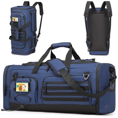 FRETHIND 50L Herren Sporttasche mit Nass- & Schuhfach Rucksack 3 in 1 Reisetasche Handgepäck Sport Duffel Tasche für Training Gym Schwimmen Weekender (Blau) von FRETHIND