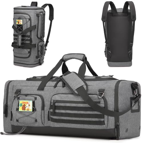 FRETHIND 50L Herren Sporttasche mit Nass- & Schuhfach Rucksack 3 in 1 Reisetasche Handgepäck Sport Duffel Tasche für Training Gym Schwimmen Weekender (Grau) von FRETHIND