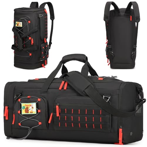 FRETHIND 50L Herren Sporttasche mit Nass- & Schuhfach Rucksack 3 in 1 Reisetasche Handgepäck Sport Duffel Tasche für Training Gym Schwimmen Weekender (Schwarz) von FRETHIND