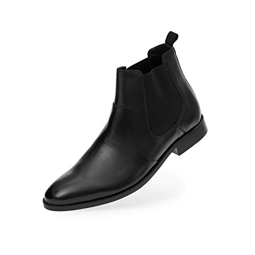 FRETZ men Sven Chelsea Boots | Lederschuhe für Herren mit seitlichen Gummiband-Einsätzen | hochwertiges Rindsleder, modisches schwarz | zu Business-Anzug & Casual Outfits | Größe 45 von FRETZ men