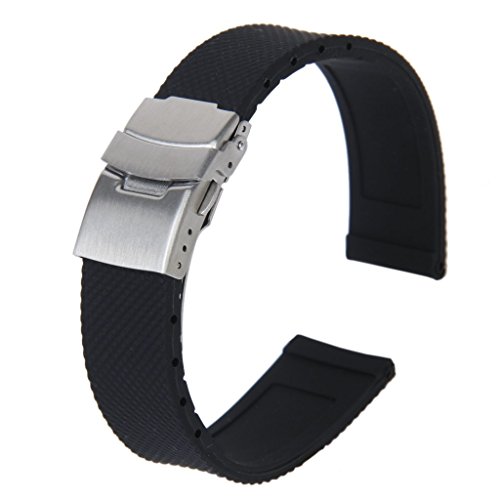 FRGMNT Armband/Armband/Kette aus Silikonkautschuk, wasserdicht, mit Faltschließe, 20 mm, Schwarz, Mehrfarbig. von FRGMNT