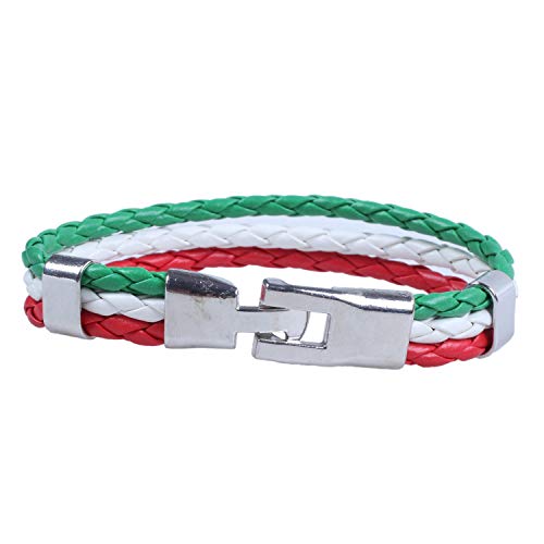 FRGMNT Armband aus Legierung, Leder, Farbe italienische Flagge, für Männer und Frauen, Grün und Weiß und Rot (Breite 14 mm, Länge 21,5 cm), Kunststoff von FRGMNT