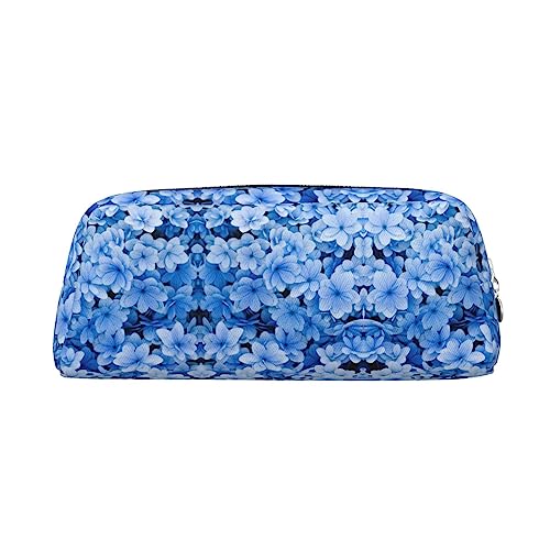 FRGMNT Blaue Blumen-Druck-Bleistift-Tasche, stilvolles Leder für Bleistifttasche, silber, Einheitsgröße, Kinderrucksack von FRGMNT