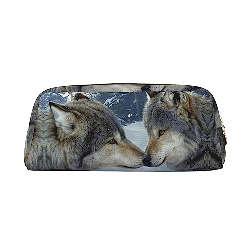 FRGMNT Federmäppchen, Motiv Wolf Kiss im Winter, stilvolles Leder für Federmäppchen, gold, Einheitsgröße, Kinderrucksack von FRGMNT