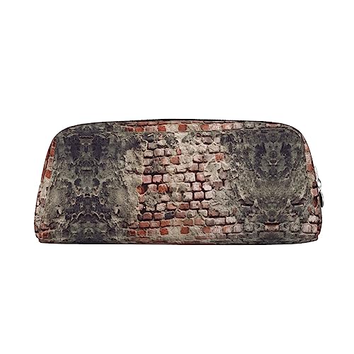 FRGMNT Federmäppchen, Motiv: Ancient Worn Brick Wall Print, stilvolles Leder für Federmäppchen, silber, Einheitsgröße, Kinderrucksack von FRGMNT