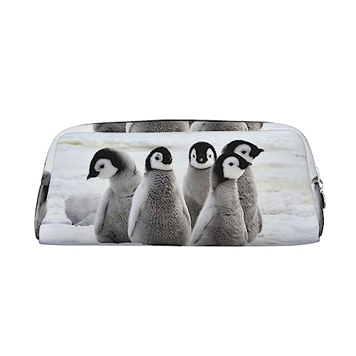 FRGMNT Federmäppchen, Motiv: Kaiser-Pinguin, stilvolles Leder für Federmäppchen, silber, Einheitsgröße, Kinderrucksack von FRGMNT