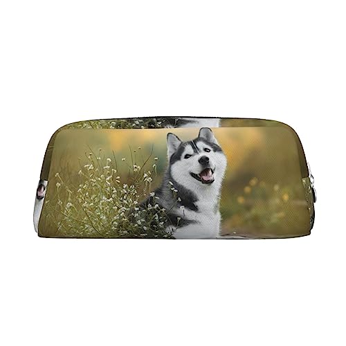 FRGMNT Federmäppchen, niedliches Husky-Hundemotiv, stilvolles Leder für Federmäppchen, silber, Einheitsgröße, Kinderrucksack von FRGMNT