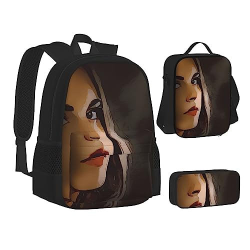 FRGMNT Grüne Blätter Rucksack Schule Büchertaschen Set Lunchtasche Federmäppchen Schulrucksäcke für Teen Mädchen Jungen, Mädchen Frau Kunst, Einheitsgröße, Schulrucksack von FRGMNT