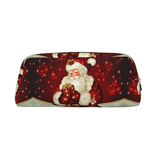 FRGMNT Merry Christmas Santa Claus Print Federmäppchen, stilvolles Leder für Federmäppchen, gold, Einheitsgröße, Kinderrucksack von FRGMNT