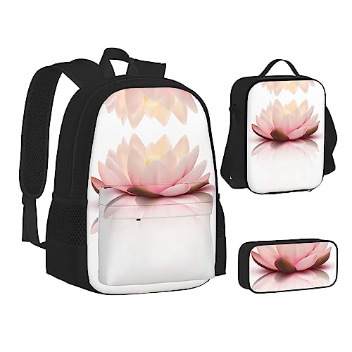 FRGMNT Niedlicher Koala-Rucksack, Schulbücher-Set, Lunch-Tasche, Federmäppchen, Schulrucksäcke für Teenager, Mädchen, Jungen, Lotusblüte, Einheitsgröße, Schulrucksack von FRGMNT