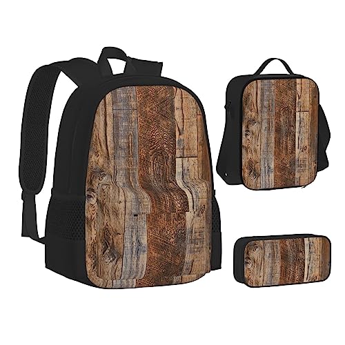 FRGMNT Star Wolves Rucksack Schule Büchertaschen Set Lunchtasche Federmäppchen Schulrucksäcke für Teen Mädchen Jungen, Brown Wood, Einheitsgröße, Schulrucksack von FRGMNT