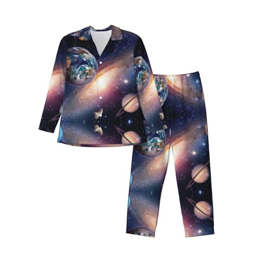 FRGMNT Universe Planet Print Herren Langarm Pyjama Set Bequeme Nachtwäsche für unübertroffene Entspannung, Universum Planet, Einheitsgröße FRGMNT Universe Planet Print Herren Langarm Pyjama Set Bequeme Nachtwäsche für unübertroffene Entspannung, Universum Planet, Einheitsgröße von FRGMNT