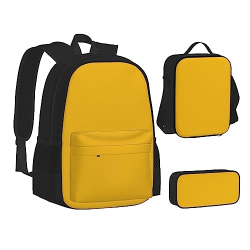 FRGMNT Weinrot Rucksack Schule Büchertaschen Set Mittagessen Tasche Federmäppchen Schulrucksäcke für Teenager Mädchen Jungen, Valley Yellow, Einheitsgröße, Schulrucksack von FRGMNT