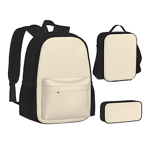 FRGMNT Weinroter Rucksack Schule Büchertaschen Set Lunchtasche Federmäppchen Schulrucksäcke für Teen Mädchen Jungen, Limettenweiß, Einheitsgröße, Schulrucksack von FRGMNT