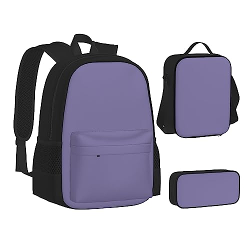 FRGMNT Weinroter Rucksack Schule Büchertaschen Set Lunchtasche Federmäppchen Schulrucksäcke für Teen Mädchen Jungen, Weinrebe, Violett, Einheitsgröße, Schulrucksack von FRGMNT