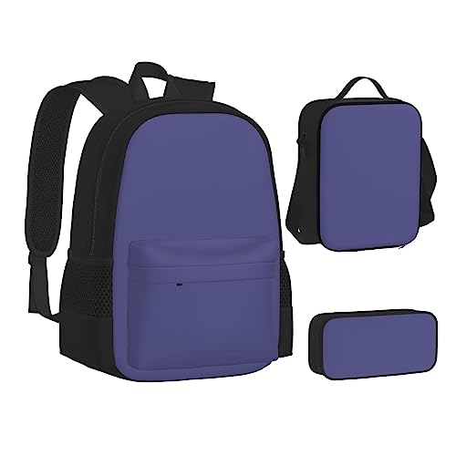 FRGMNT Weinroter Rucksack Schule Büchertaschen Set Lunchtasche Federmäppchen Schulrucksäcke für Teen Mädchen Jungen, Wilde Chrysanthemumjuhua lila, Einheitsgröße, Schulrucksack von FRGMNT