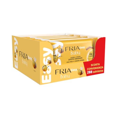 Fria Easy Baby Windelwechseltücher, mit Aloe Vera und Honigextrakt mit hautbefeuchtender Wirkung, dermatologisch getestet, Packung mit 288 Tüchern von FRIA