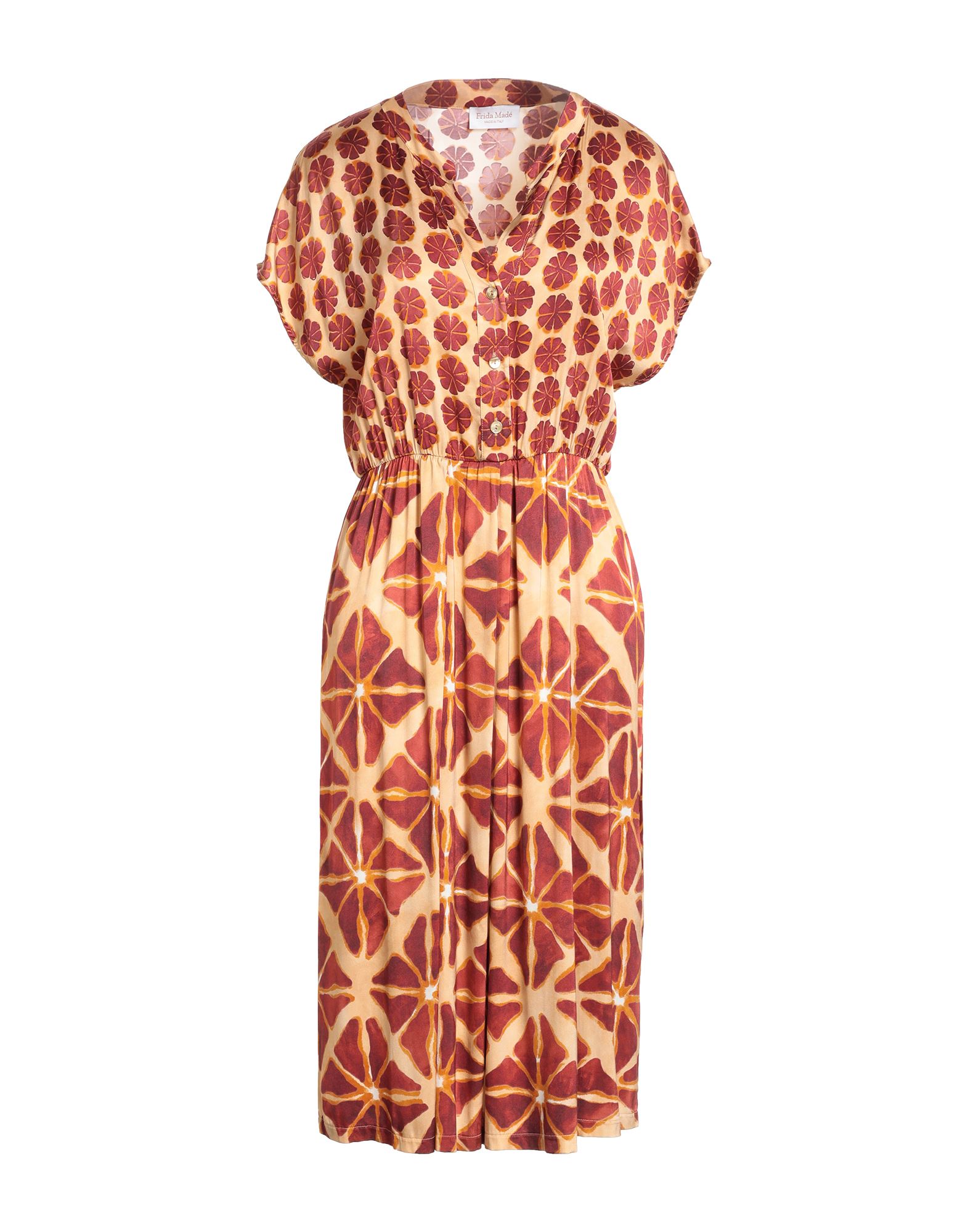 FRIDA MADÈ Midi-kleid Damen Rostrot FRIDA MADÈ Midi-kleid Damen Rostrot von FRIDA MADÈ