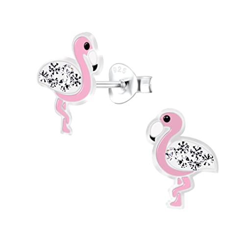 FRIEDA + PAUL Flamingo Tier Pink Mädchen Ohrstecker Ohrringe 925 Sterling Silber anlaufgeschützt Schmuckbox von FRIEDA PAUL 925 STERLING SILBER